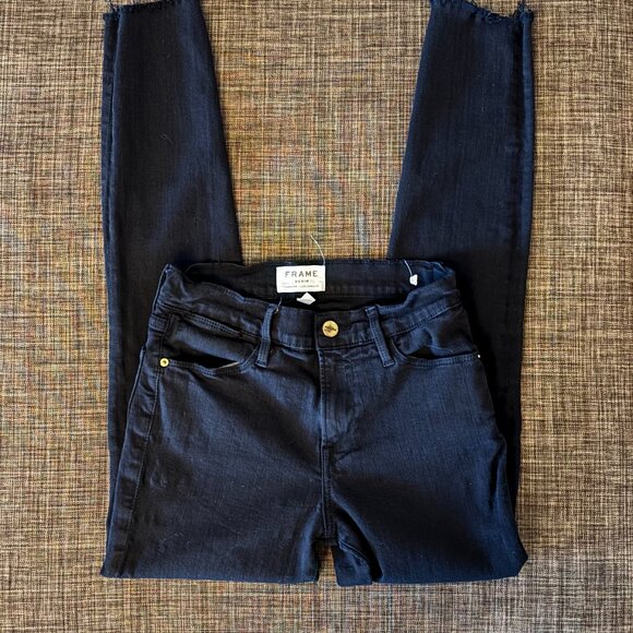 FRAME Denim Skinny Jeans, Size 26, Raw Hem, Dark Blue - Picture 8 of 8